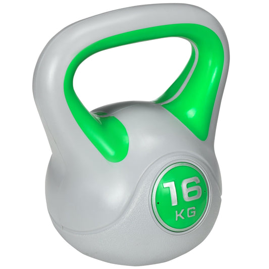 SPORTNOW Kettlebell، أثقال 16 كجم بذراع لرفع الأثقال وتدريبات القوة في المنزل، أخضر ورمادي