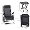 Outsunny Folding Zero Gravity Chairs, 3 Pieces Adjustable Sun Lounger and Table Set with Cup Holder and Headrest, Patio Bistro Set with Reclining Garden Chairs for Outdoor, Black