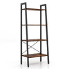 4-Tier Bookshelf with Metal Frame-Rustic Brown