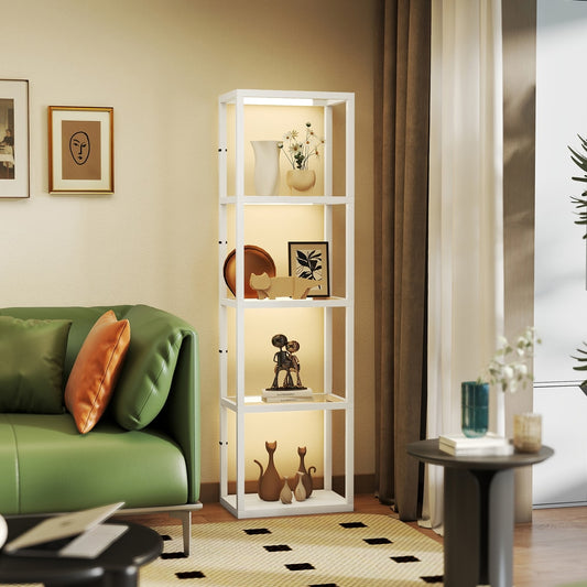 HOMCOM Four-Shelf Floor Lamp in White