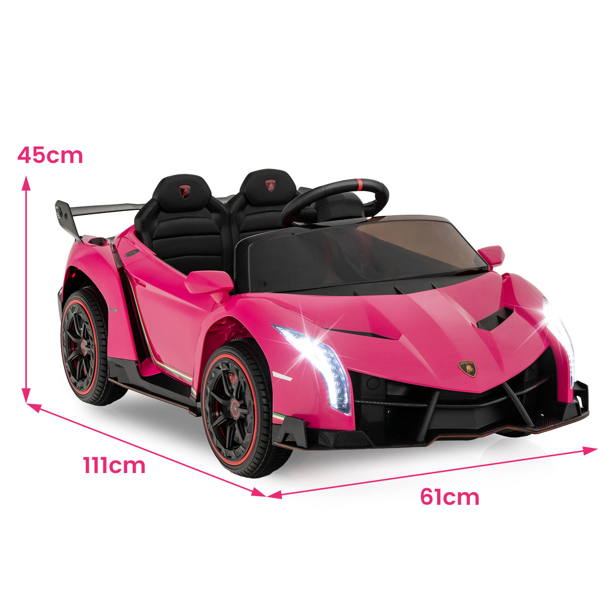 4WD Kids Ride On Sports Car Lamborghini with Taillights in Pink