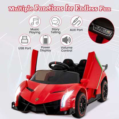 4WD Kids Ride On Sports Car Lamborghini with Taillights in Red