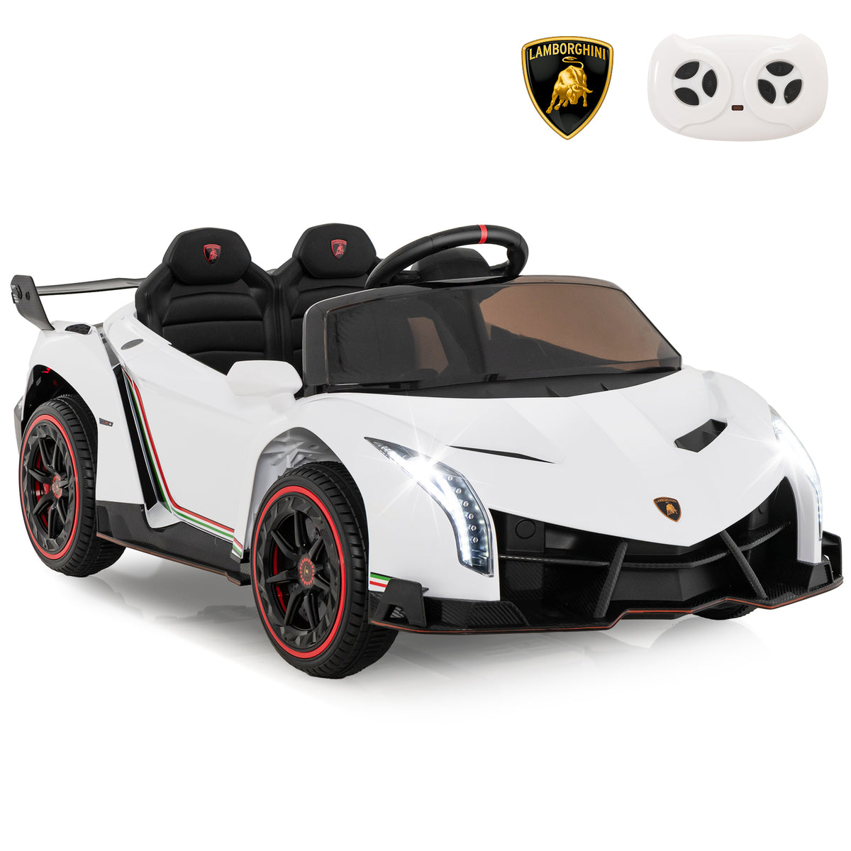4WD Kids Ride On Sports Car Lamborghini with Taillights in White