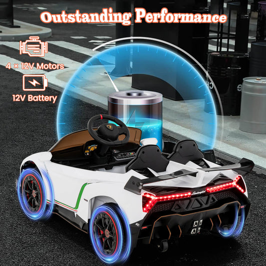 4WD Kids Ride On Sports Car Lamborghini with Taillights in White