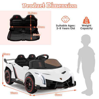 4WD Kids Ride On Sports Car Lamborghini with Taillights in White