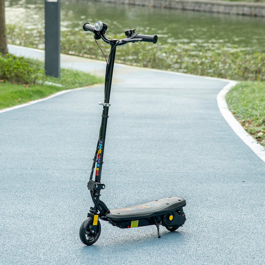 HOMCOM Foldable Electric Scooter, with LED Headlights, for Ages 7-14 Years, Black