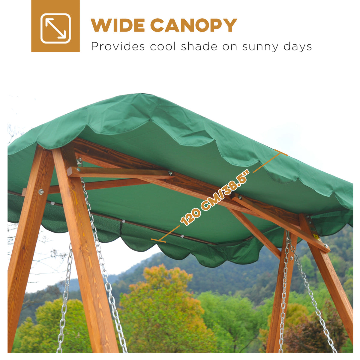 Outsunny 3-Seater Pinewood Swing Chair in Green