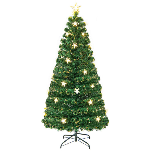 5/6FT Fiber Optic Artificial Christmas Tree with star LED lights and a metal stand