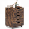 5 Drawer Chest with Lockable Wheels for Home Office-Brown