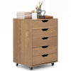 5 Drawer Chest with Lockable Wheels for Home Office-Natural