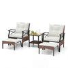 5 Piece Patio Furniture Set with Soft Seat and Back Cushions Included-Beige