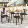 5-Piece Dining Table Set wuth Upholstered Seat and Metal Frame-Coffee