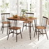 5-Piece Dining Table Set for 4 with Swivel Feet for Living Room-Walnut