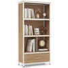 5-Tier Bookshelf Freestanding Bookcase with 4 Storage Compartments-Natural