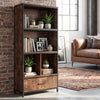 5-Tier Bookshelf Freestanding Bookcase with 4 Storage Compartments-Rustic Brown