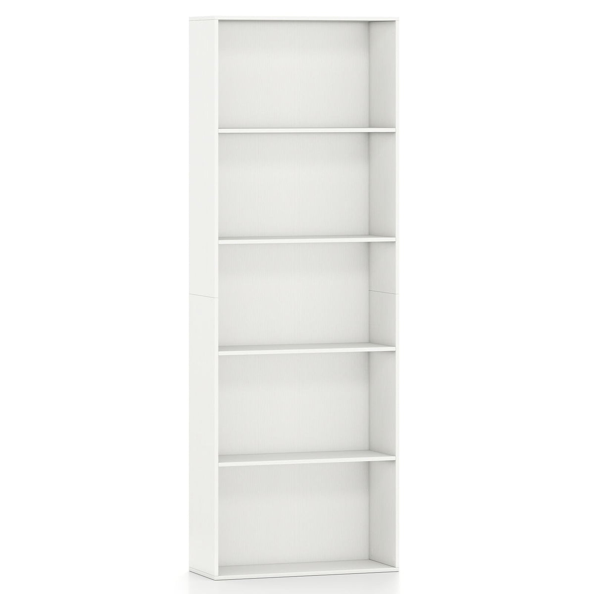 5-Tier Bookshelf with Freestanding Display Shelf and Storage Organizer for Living Room-White