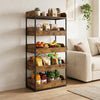 5-Tier Food Storage Rack Retail Snack Display Shelf with 4 Pull-out Drawers-Rustic Brown