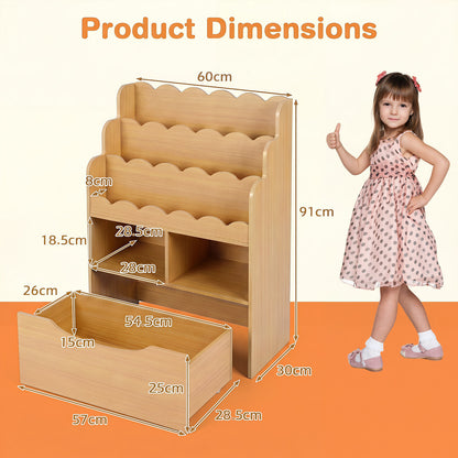 5-Tier Kids Bookshelf in Natural