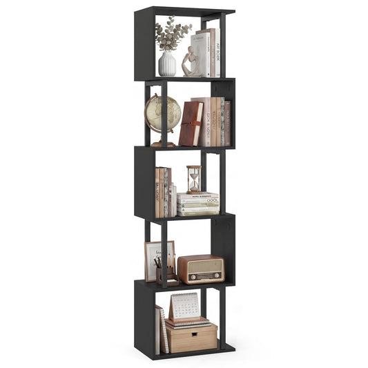 5-Tier Modern Bookshelf with Metal Frame for Home Office-Black