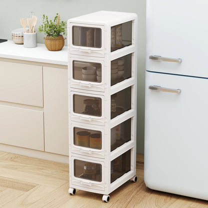 5-Tier Plastic Drawer Storage Organizer Rolling Cart with 5 Drawers