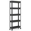 5-Tier Slim Rolling Storage Cart with Smooth Wheels for Kitchen-Black