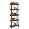 5-Tier Slim Rolling Storage Cart with Smooth Wheels for Kitchen-Black