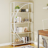 5-Tier Industrial Etagere Bookshelf with Open Storage Shelves and Arc-Shaped Design-Natural