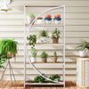 5-Tier Industrial Etagere Bookshelf with Open Storage Shelves and Arc-Shaped Design-Natural