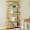 5-Tier Industrial Etagere Bookshelf with Open Storage Shelves and Arc-Shaped Design-White