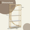 5-Tier Industrial Etagere Bookshelf with Open Storage Shelves and Arc-Shaped Design-White