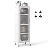 5-Tier Metal Storage Cabinet with Adjustable Shelves for Dining Room-White