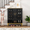 5-Tier Shoe Cabinet with Mesh Doors and Adjustable Shelves-Black