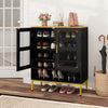 5-Tier Shoe Cabinet with Mesh Doors and Adjustable Shelves-Black