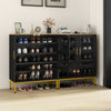 5-Tier Shoe Cabinet with Mesh Doors and Adjustable Shelves-Black