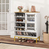 5-Tier Shoe Cabinet with Mesh Doors and Adjustable Shelves-White