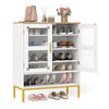 5-Tier Shoe Cabinet with Mesh Doors and Adjustable Shelves-White
