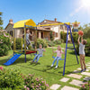 5-in-1 Kids Swing Set for Backyard Heavy-duty Metal Swing Stand with Trampoline-Yellow