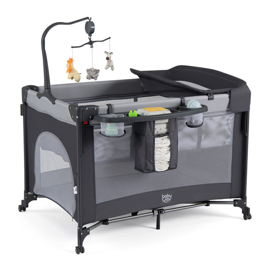 The 5 in 1 Baby Pack and Play with mattress and changing table attachment