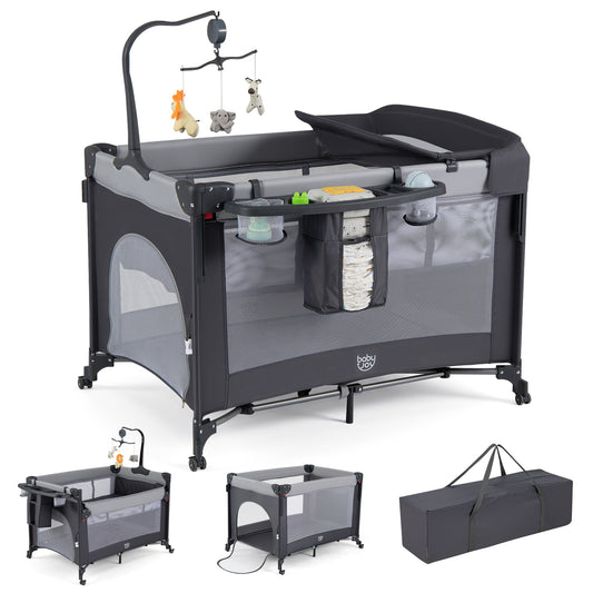 5 in 1 Baby Pack and Play with mattress and changing table attachment