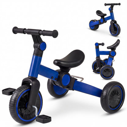 5-In-1 Toddler Bike in blue, shown as a tricycle with pedals