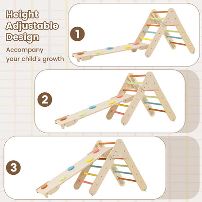 Height adjustable design for the climbing frame and slide