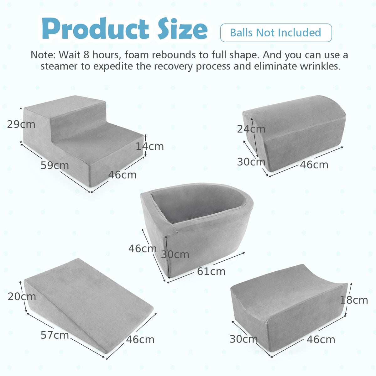 5-Piece Climb and Crawl Playset in Grey