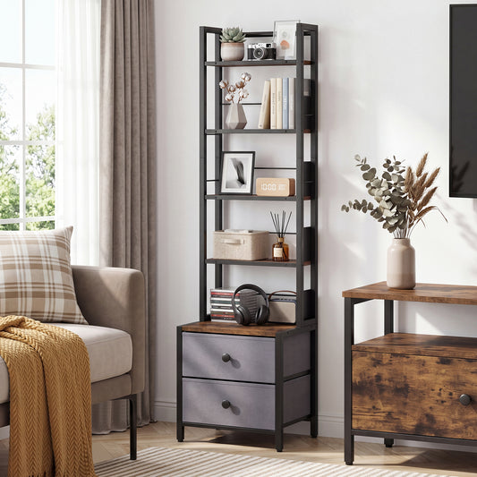 The storage unit standing in a living room next to a sofa and side table