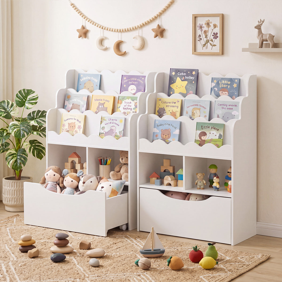 5-Tier Kids Bookshelf in White