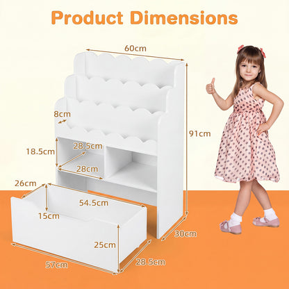 5-Tier Kids Bookshelf in White