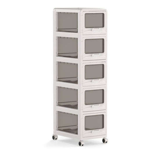 5-Tier Plastic Drawer Storage Organizer Rolling Cart standing on a plain white background