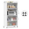 5-Tier Kitchen Storage Cabinet with Wheels and Flip-Up Doors-White