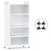 5-Tier Kitchen Storage Cabinet with Wheels and Flip-Up Doors-White