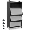 5-Tier Kitchen Storage Cabinet with Wheels and Flip-Up Doors-Black