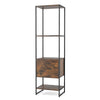 5-Tier Tall Narrow Bookcase Bookshelf with Drawer Shelves-Rustic Brown